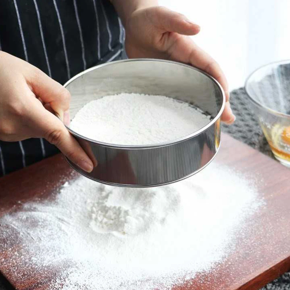

Kitchen Fine Mesh Flour Sifter Professional Round Stainless Steel Flour Sieve Strainer Sifters Best For Kitchen Baking Tea