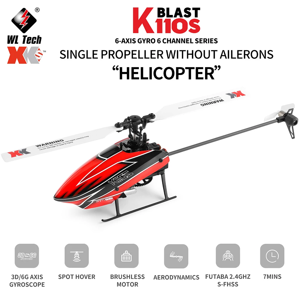 

Wltoys XK K110S 6CH 3D 6G System Single Paddle Brushless RC Helicopter Aircraft Drone