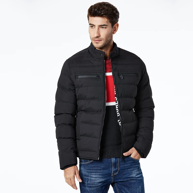 GLO STORY повседневные мужские парки на молнии с лоскутным воротником Мандарин