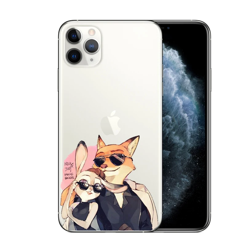 Из мультфильма зверополис С рисунками лисички и кролика из чехол для iPhone X XR XSMax 5 5S
