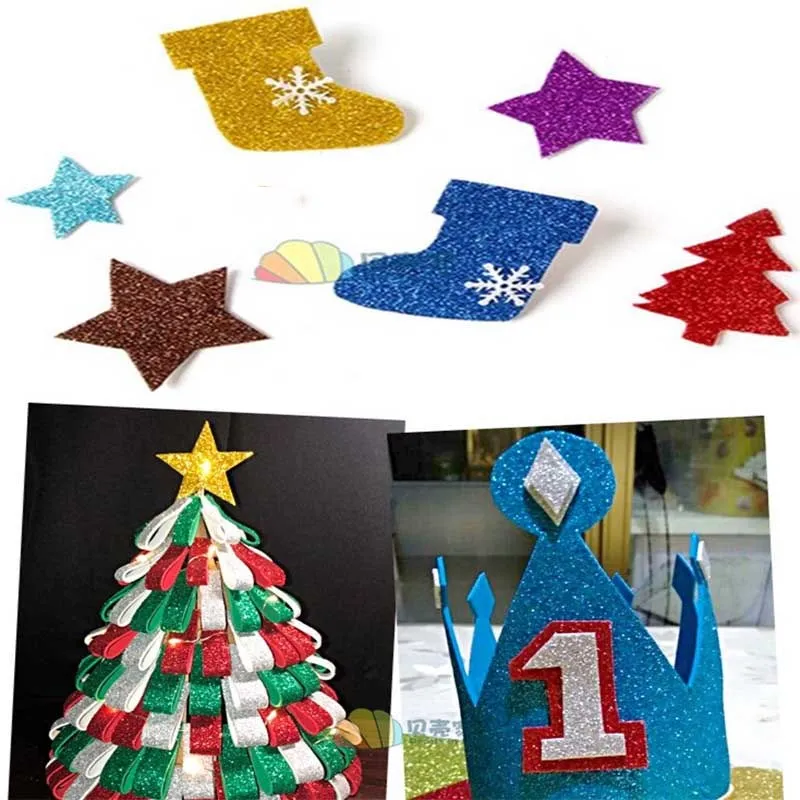 Блестящая пенная бумага 10 листов для рукоделия золотой порошок ЭВА-губка