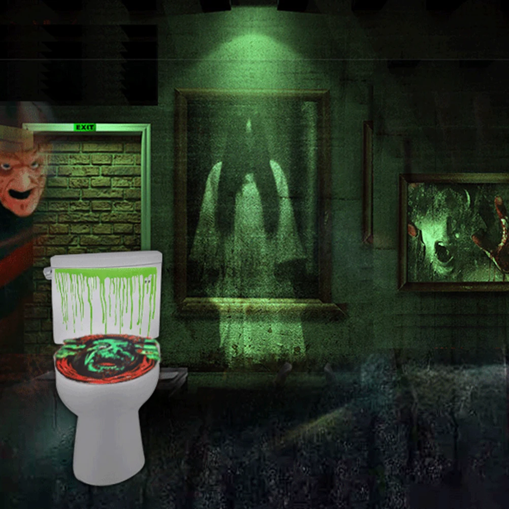 Наклейки для унитаза s Хэллоуина вечерние ПВХ страшные чехлы сидений водостойкие