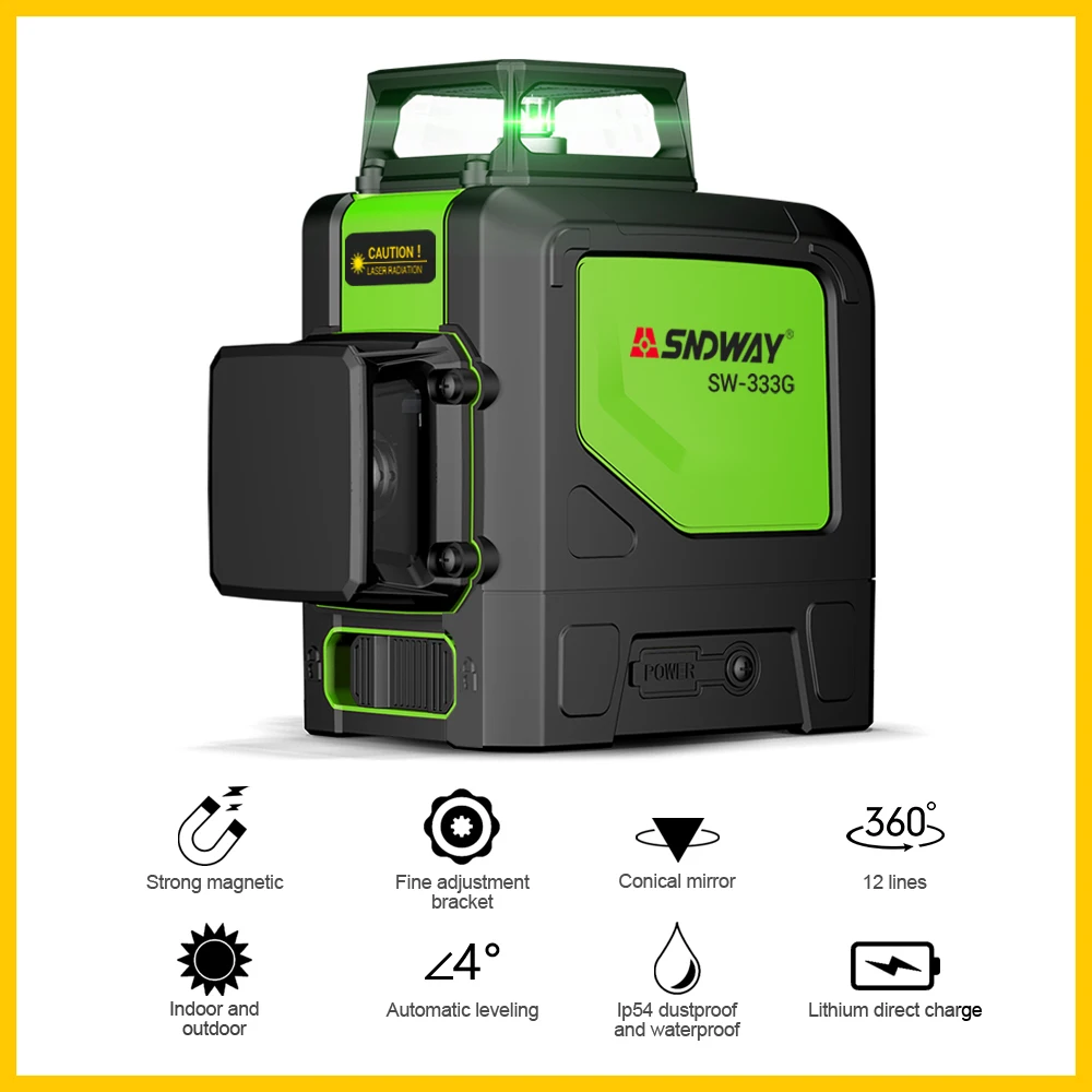 SNDWAY Laser Levels 360 Green 3D Self Leveling Vertical Horizontal Rotary Lasers 12 lines Leveler | Инструменты