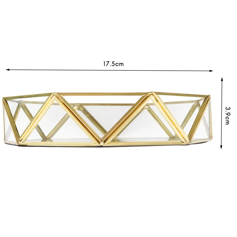 

Ins Nordic Golden Western Cake Dessert Plates Geometric Round Glass Plate Cosmetic Jewelry Storage Tray Decoration Supplies