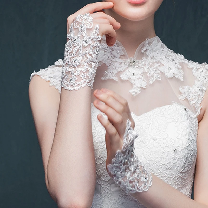 

Women Short Lace Gloves Elegant Summer Princess Formal Fingerless Mitten for Wedding Dinner Party Pageant Costume Favors NEW