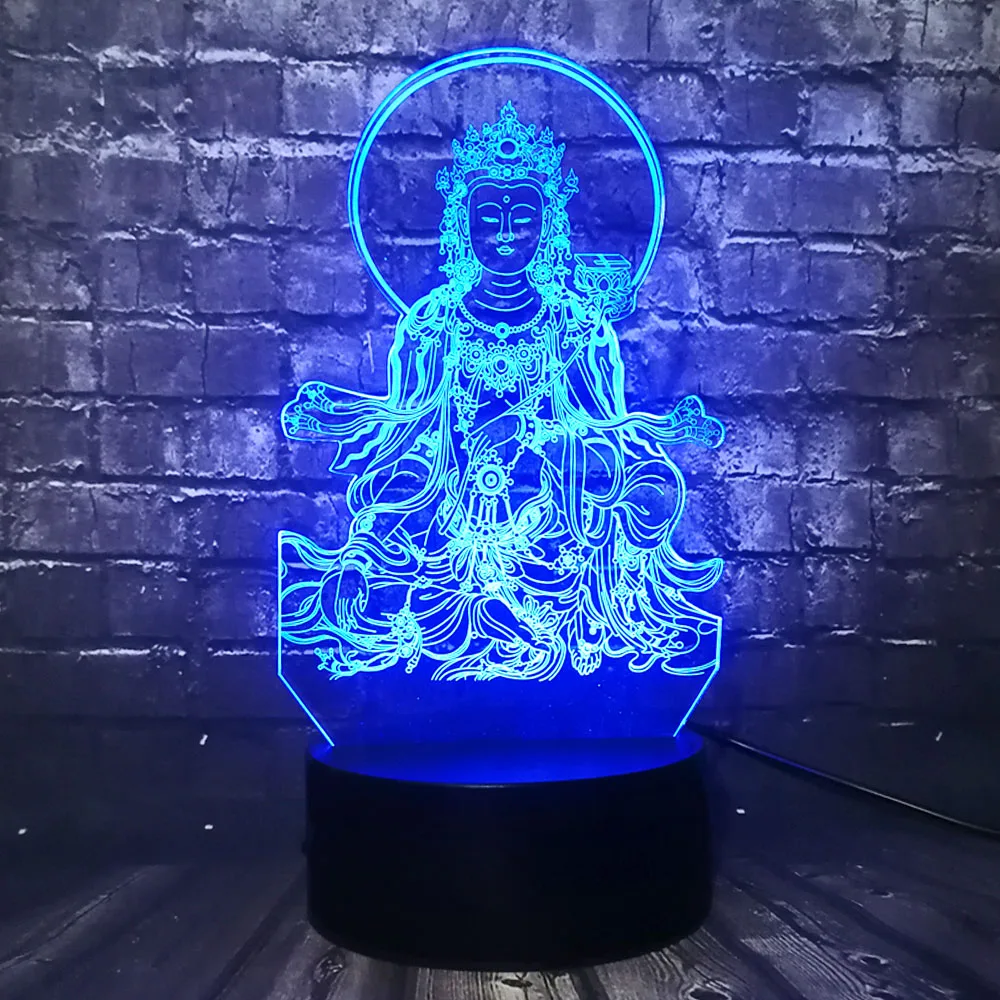 Лампа Будды Avalokitesvara светодиодная лампа для сна 3D домашнего декора|smile lamp|figure lamplamp