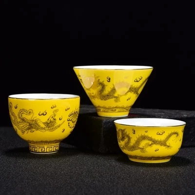 Керамическая чайная чашка Jingdezhen глазурованная Золотая цвета - Цена: 1 407,51 руб.
