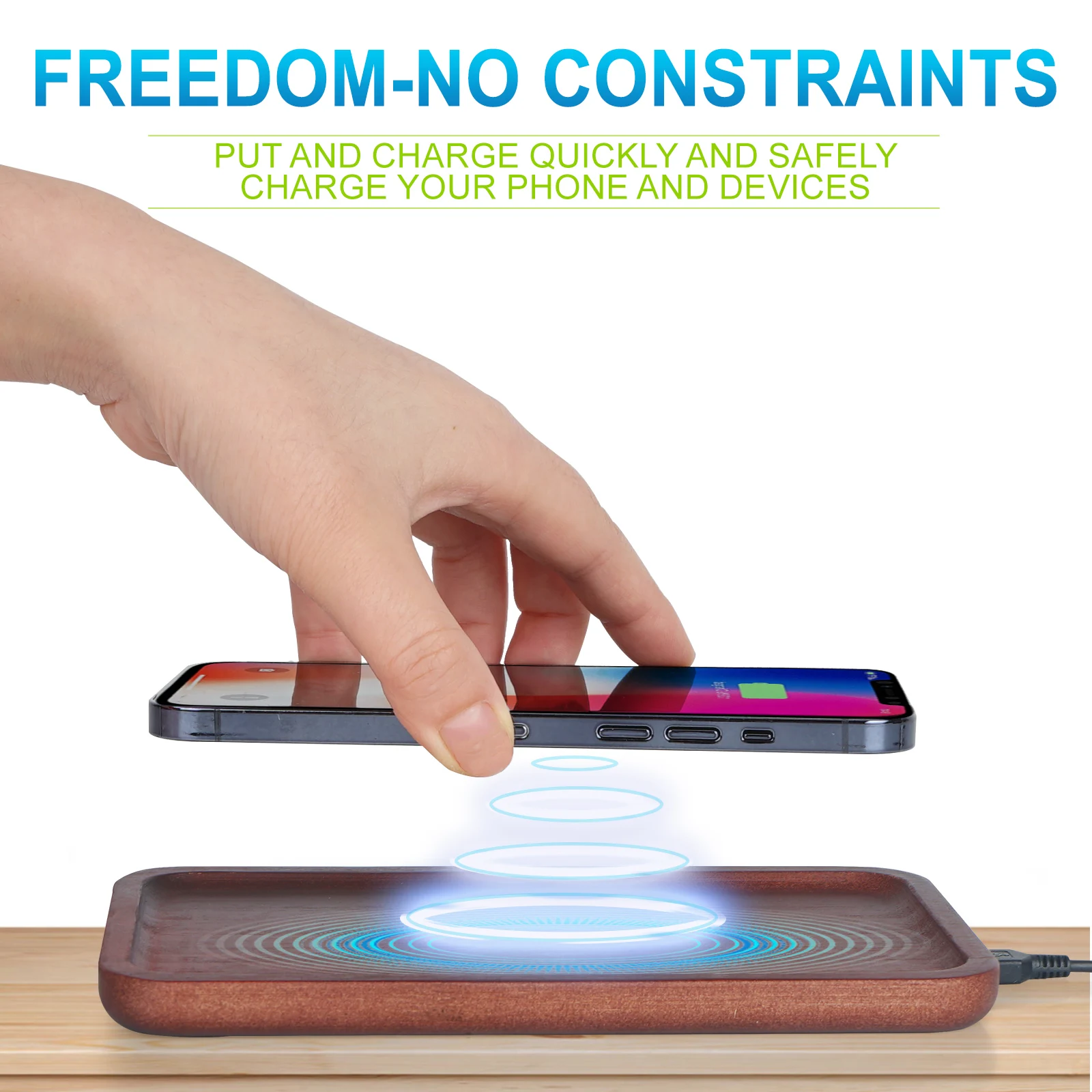 Деревянное Беспроводное зарядное устройство магнитное 15 Вт портативное