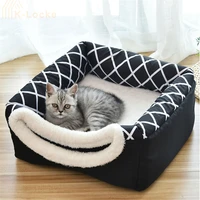 dual use cats dogs soft nest semi enclosed cat litter tent pets winter warm cozy beds non slip abrasion pet bed cave house