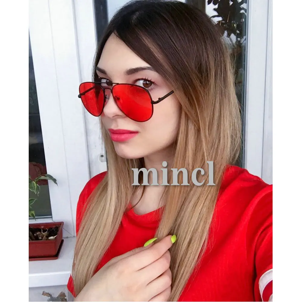 MINCL/солнцезащитные очки для вождения, мужские, пилот, Красные линзы, металлическая оправа, очки, женские, брендовые, дизайнерские, очки с коробкой, LXL