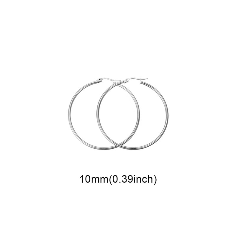EAR8507SV1 Простые новые модные ювелирные изделия из титановой стали, большие круглые серьги-кольца для женщин, преувеличенное кольцо для ушей из нержавеющей стали, круглая линия - Окраска металла: EAR8507SV1