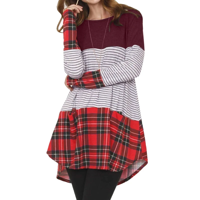 Осенне-зимняя полосатая Лоскутная Футболка для беременных футболка с длинным