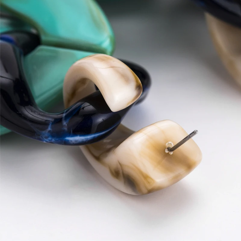 Большие винтажные женские акриловые серьги M &amp G с тремя кругами и зеленой