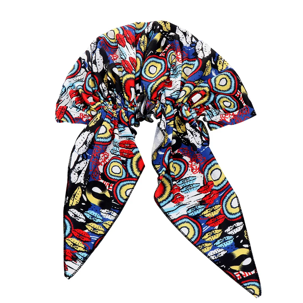 

2021 New African style fashion print Fashion Women Muslim Hat Hijab Turban Caps Solid Cotton Flower Headscarf Hats Soft Elastic