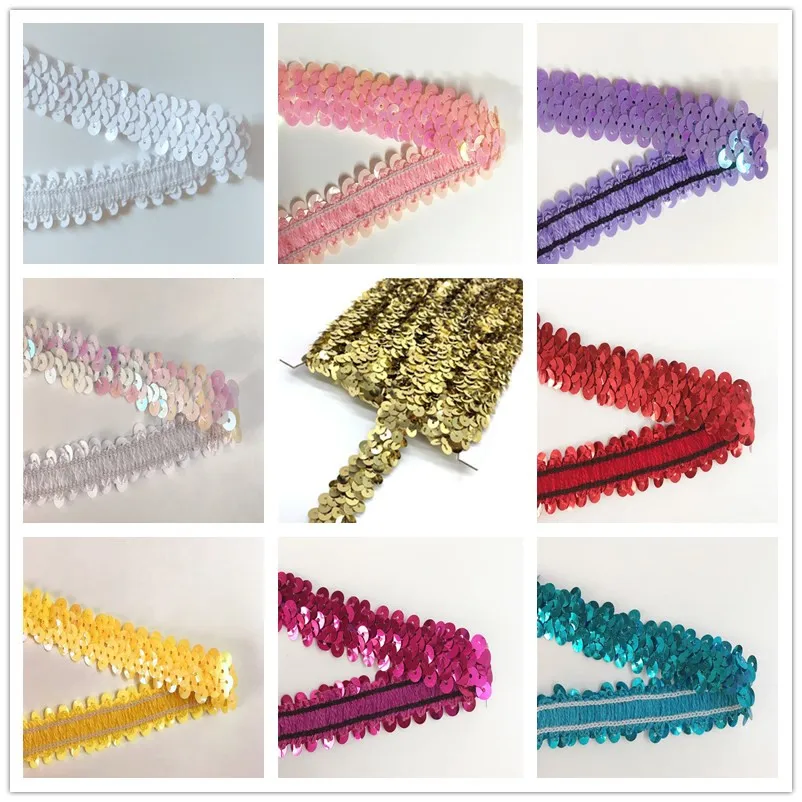 20 мм эластичные блестки кружевные ленты с отделкой красные золотые швейная ткань