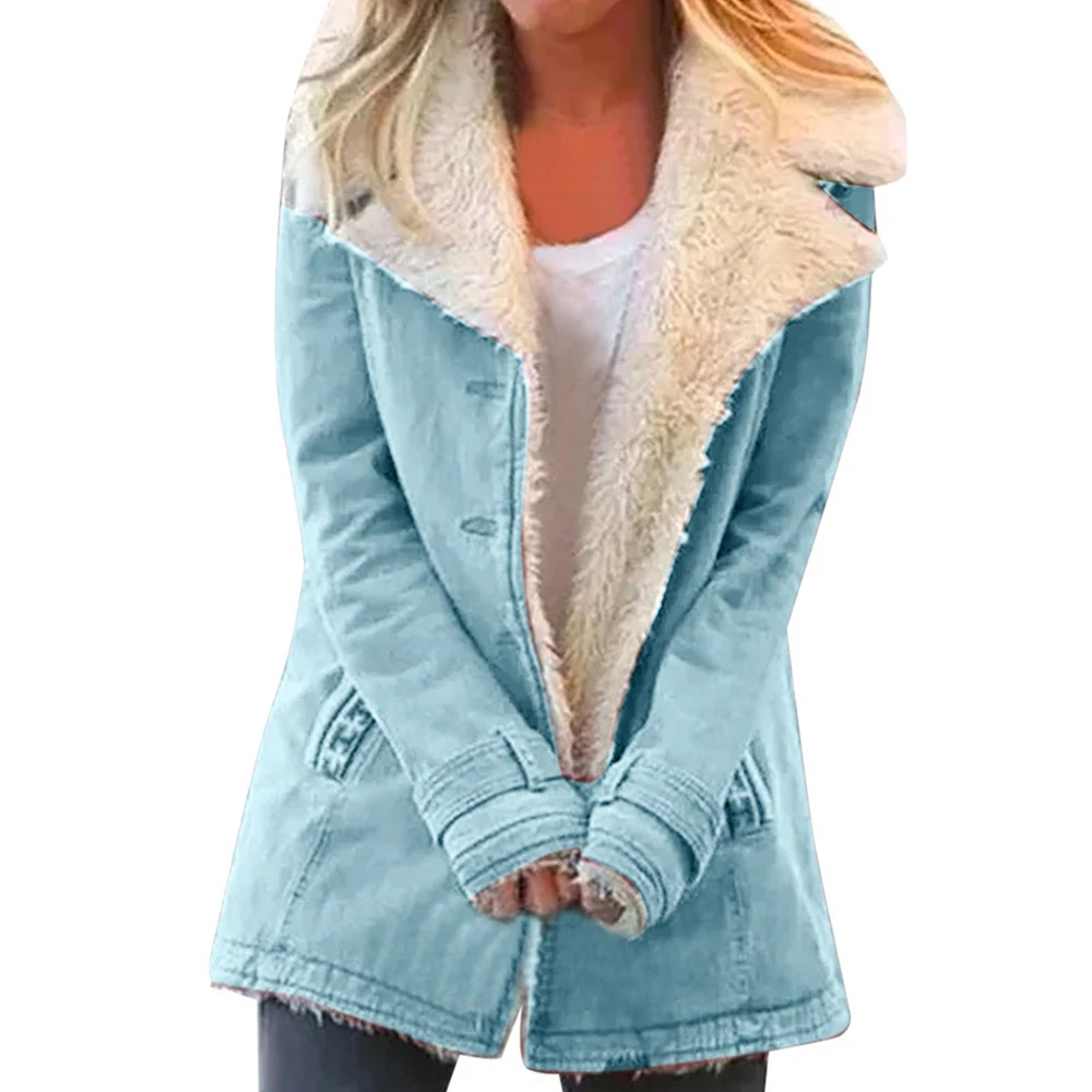 

2020 New Fashion Women Fleece Coats Pure Color Single Breasted Hooded Winter Warm Outwear Plus Size Casual Comfy Parka Overcoat