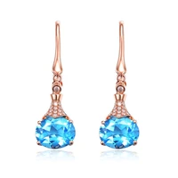 new 925 silvertemperament earring simulation natural blue crystal topaz earrings colored gemstone fine jewelry for women gift