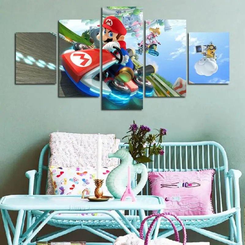 

5 Pieces Canvas Painting Cartoon Beard Poster Printing Waterproof Ink Painting Modern Home Living Room Decoration Painting