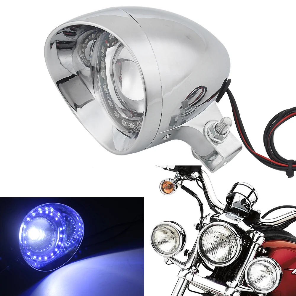 

Motorcycle LED Blue Angel Eye Driving Passing Spot Light Fog Light For Harley for Honda Bobbers Choppers Custom Spotlight