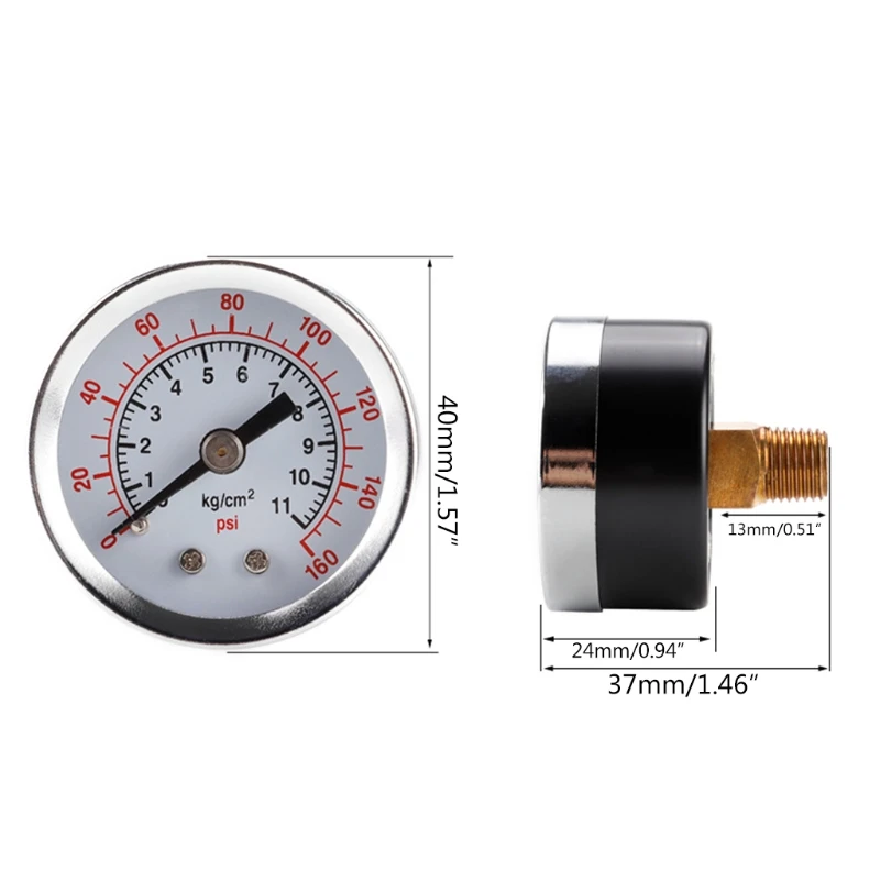 

40mm Dial Size, Glycerin Filled Pressure Gauge, 0-160psi/kpa K0AA