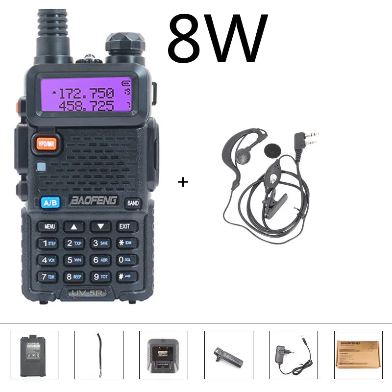Рация BaoFeng UV 5R 8 Вт двусторонняя радиостанция CB Ham приемник VHF UV5R 82 UV9R для