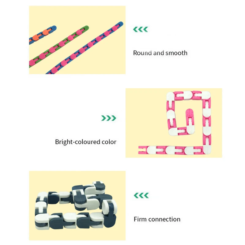 

5 Bars Autism Snake Puzzle Tracks Bicycle Chain Track 24 Knot Rotate Chain Anti Stress Toy Classic Squeezing Sensory Figet Toys