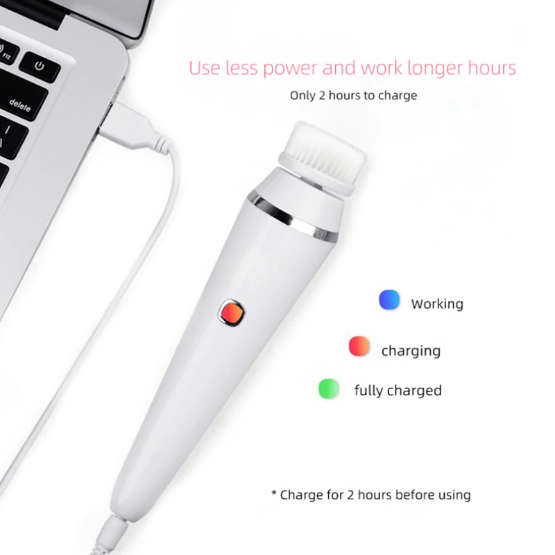 

High Frequency Silicone Facial Cleansing Brush Blackhead Removal Acne Pore Cleanser Machine Peeling Face Washing Brush Device