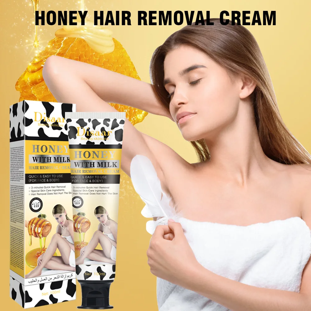 

Honey &Milk Hair Removal Cream Painless Gentle Effective Body Care Epilator Removal Depilation Repairing Balm 100g