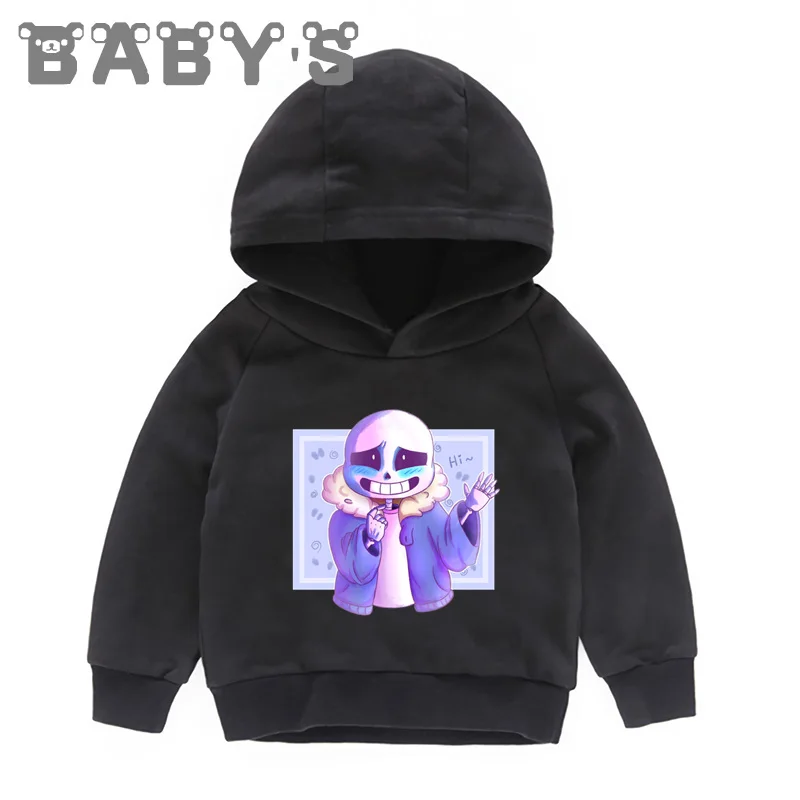 Детские толстовки с капюшоном; детские толстовки с принтом «Undertale Sans»; пуловер для малышей; топы для маленьких девочек и мальчиков; KMT2405 - Цвет: 3053N-Black