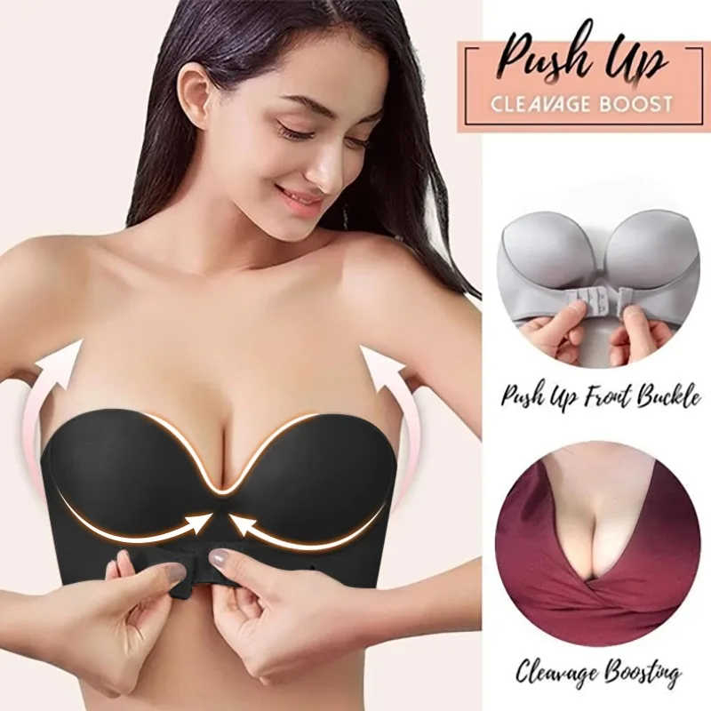 

Sexy Invisible Bras Women Push Up Strapless Bra Lingerie Backless Brassiere Seamless Bralette Underwear for Wedding Dress #F