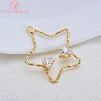 253 6pcs 26x28mm 24k gold color plated brass with zircon twist star charms pendants high quality diy jewelry making findings