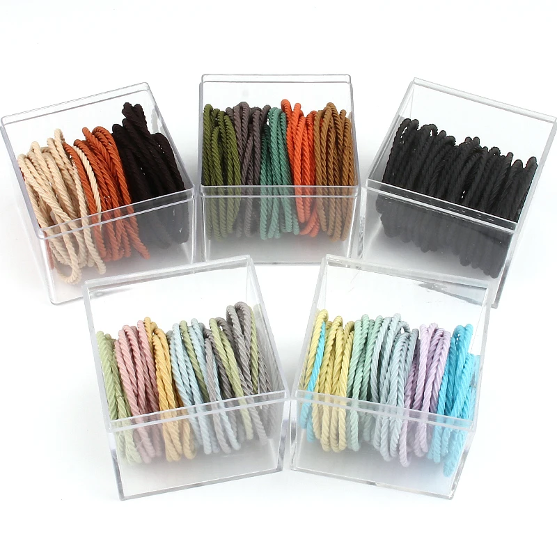 

100Pcs/Can Korean Version Women Rainbow Color Rubber Band High Elasticity Hair Rope Hair Accessories Seamless Threaded Head Rope