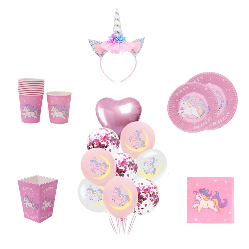 

1 Set Unicorn Theme Party Disposable Tableware Paper Napkin/Plate/Cup Baby Shower Birthday Gender Reveal Decoration Supplies