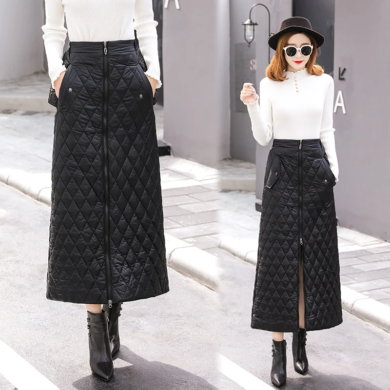 

Юбки женские корейские повседневные хлопковые Утепленные зимние юбки женские ветронепроницаемые хлопковые теплые осенне-зимние длинные ю...