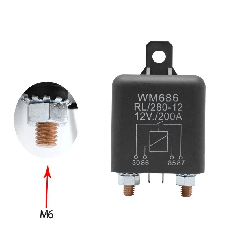 Battery Isolator Relay 12V 4-Pin WM686 Start Car ON/OFF Switch Normally Open RL/280 200A |