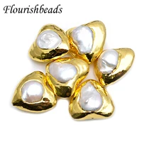 big size anti fading heart shape gold plating natural white pearl loose beads fit necklace making 5pc per lot