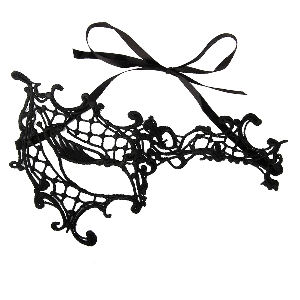 

Stunning Lace Venetian Masquerade One-Eyed Mask Ball Lady Costume Black