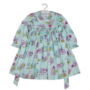 Платья для девочек, весна 2022, платье для девочек с дымчатым рисунком, Летнее Детское платье с цветочной вышивкой, винтажное элегантное Хлопковое платье для вечеринки