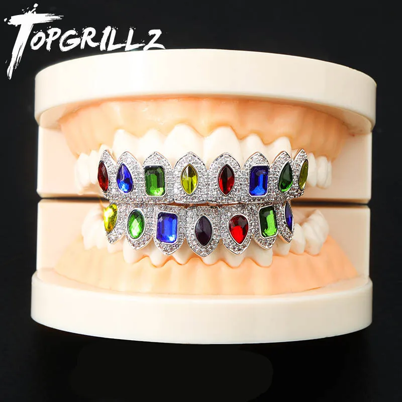 TOPGRILLZ хип хоп мужские верхние и нижние зубы Набор накладных зубов золотого