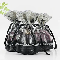 leaves design lace drawstring sugar candy cookie gift bag wedding jewlry packing pouch 13x18 10pcslot can be customized