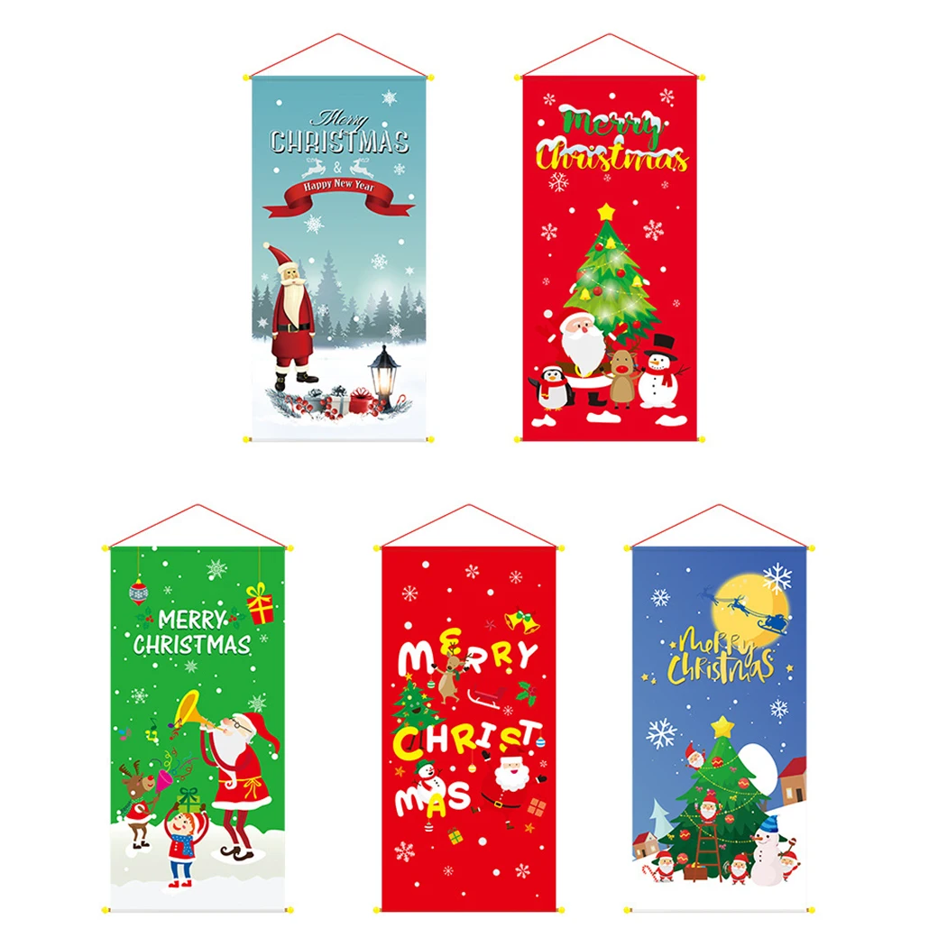 

Christmas Banner Decoration Hanging Cloth Tapestries Porch Wall Pendant Party Christmas Shop Decor Xmas Scene Layout New Year