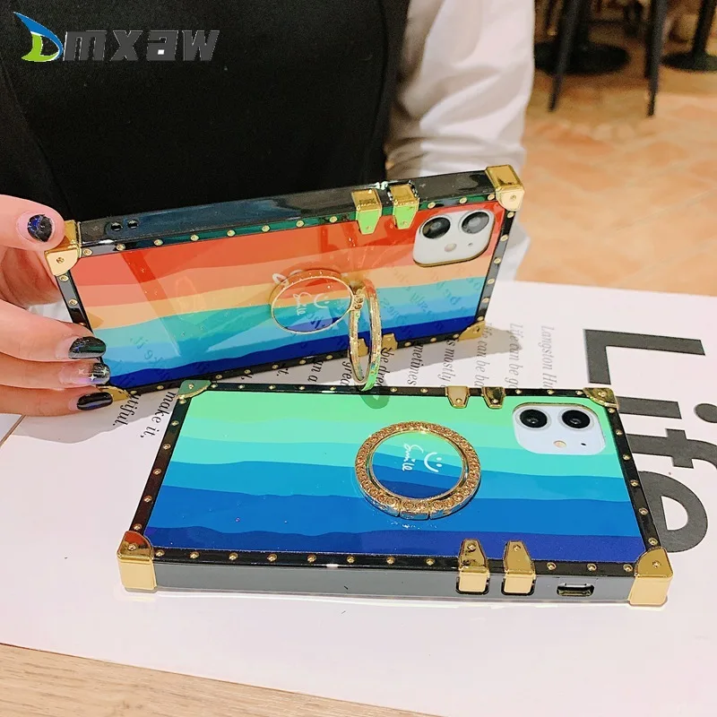 Мягкий чехол с кольцом для LG K61 K51 Stylo 7 6 5 4 модный радужные квадратные телефона |