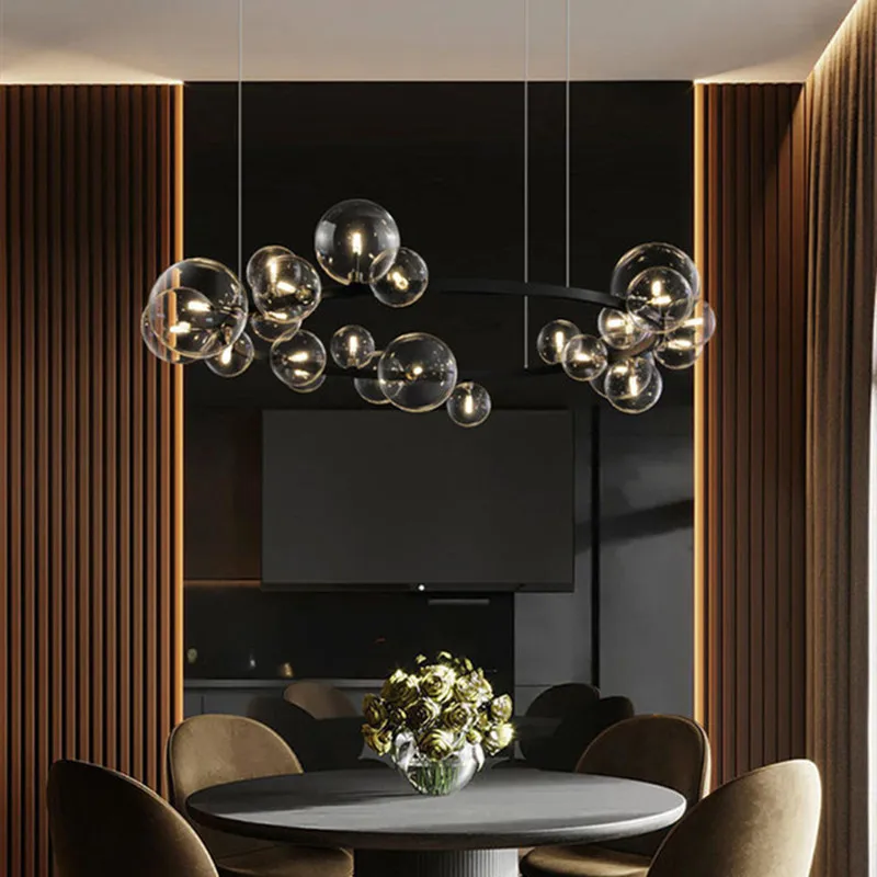 Скидка Nordic Loft молекулярный стеклянный шар Светодиодные подвесные светильники Art Magic Beans столовая кафе-бар Декор подвесные светильник ильники
