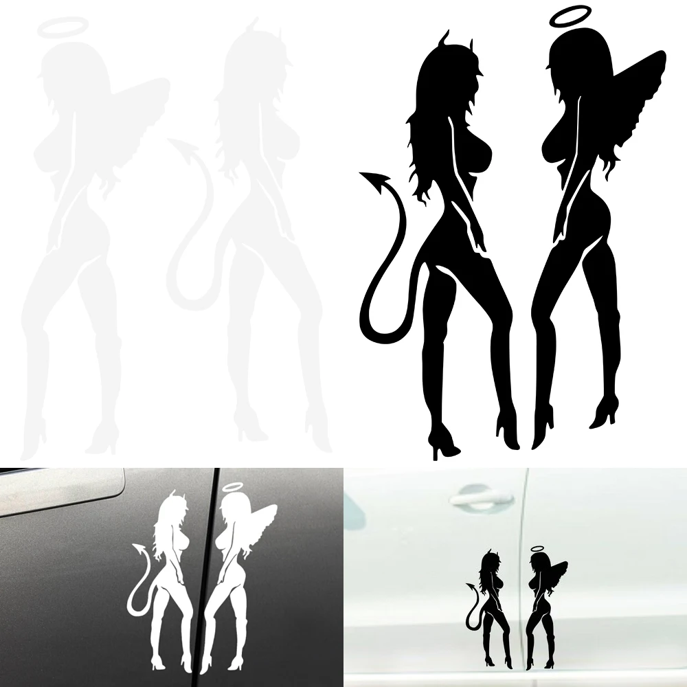 Angel & Devil сексуальная девушка веселые наклейки на дверь автомобильная наклейка
