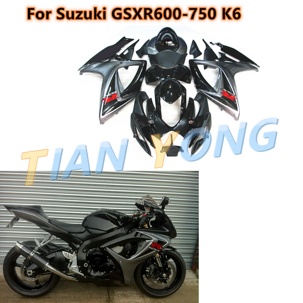 

Для Suzuki GSXR600-750 K6 2006-2007 06 07 мотоцикл настраиваемый яркий черный серый кузов Обтекатель Набор Защитный декоративный