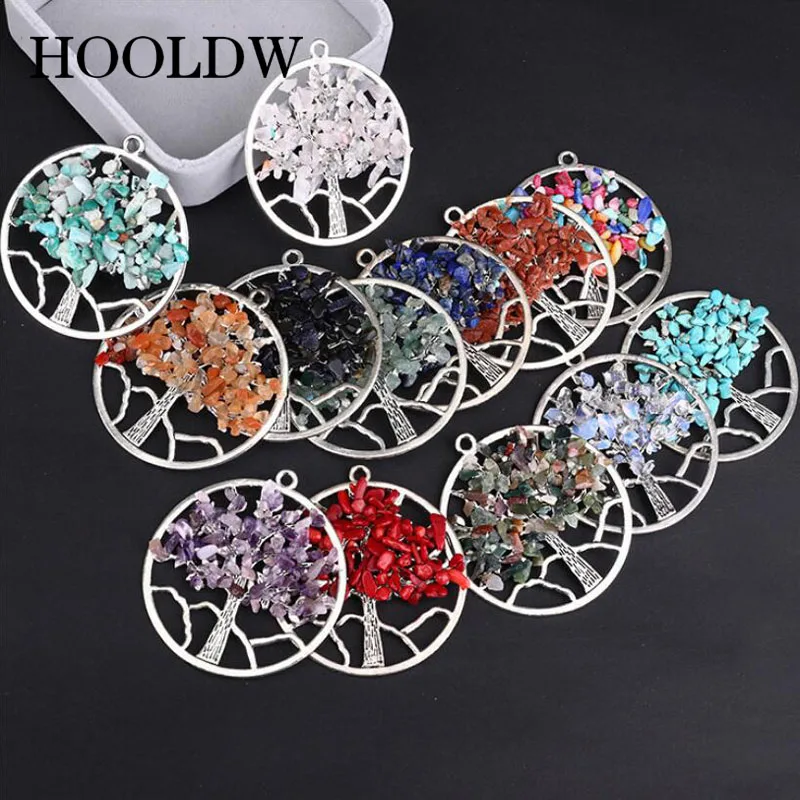 HOOLDW 13 видов цветов Радуга 7 Чакра Древо жизни Подвески ожерелье s натуральный