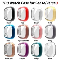 lightweight tpu case for fitbit sense versa 3 watch cover screen protector shell for versa3 soft bumper accessories