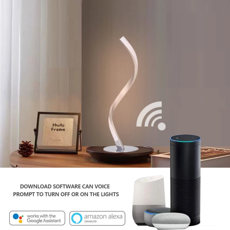 

Tuya WiFi Table Lamp Spiral Bedside Light Colorful Decoration Serpentine Table Lamp Voice Control Work With Alexa Google Home