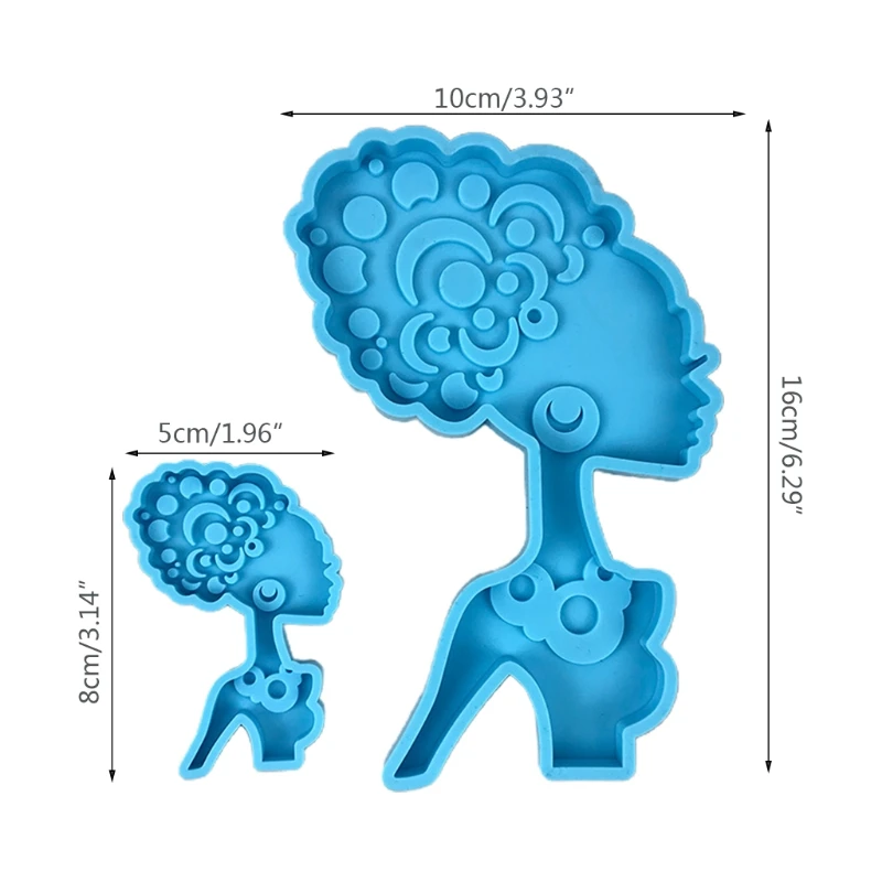 

Curly Hair Women Shape Coaster Cup Mat Pad Epoxy Resin Mold Keychain Pendants Silicone Mould DIY Crafts Jewelry Tool
