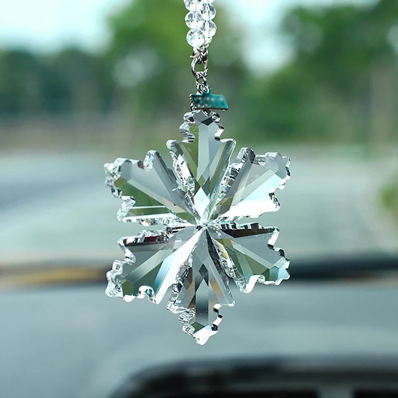 

Snowflake Crystal Car Pendant In Car Hanging Ornaments Rearview Mirror Pendants Auto Decor Car Accessories For Women Girls Gifts